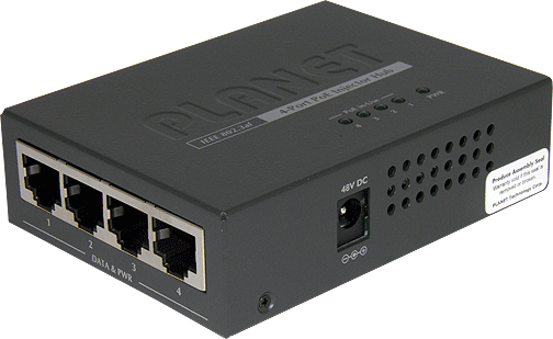 POE-400 4-Port 802.3af Power over Ethernet Injector Hub
 
